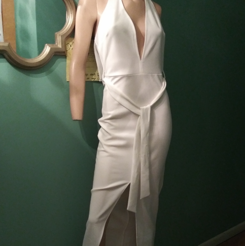 Whit backless and split dress